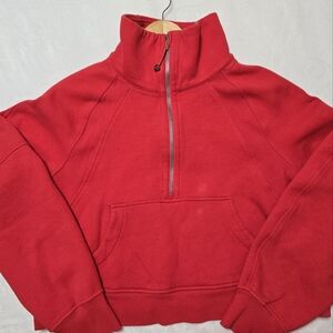 Lululemon Cropped Quarter Zip Scuba Carnation Red Size M/L